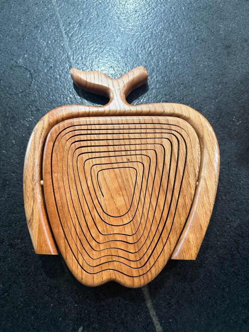 Vintage Collapsible Wood Apple Shaped Fruit Basket Bowl Collectible Rustic Decor - Picture 7 of 8